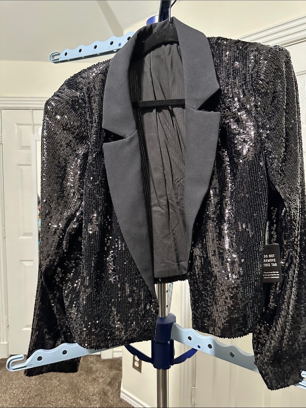 Express Black Sequin Blazer